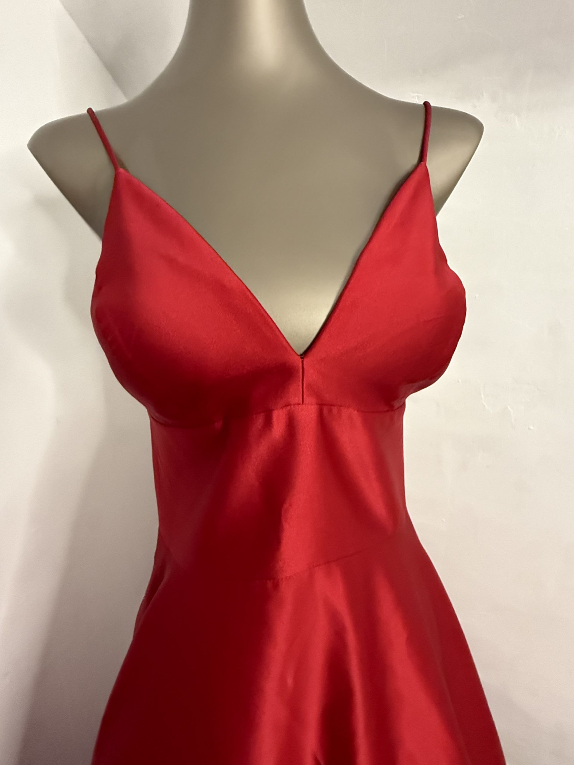 Red V-Neck, Spaghetti Straps Betsey & Adams Gown